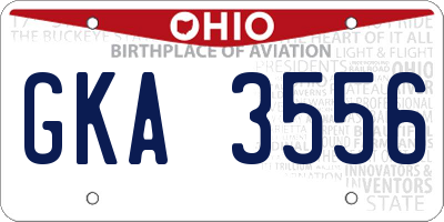 OH license plate GKA3556