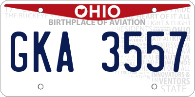 OH license plate GKA3557