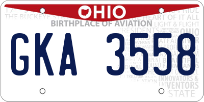 OH license plate GKA3558