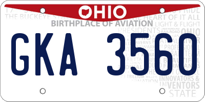 OH license plate GKA3560
