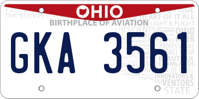 OH license plate GKA3561
