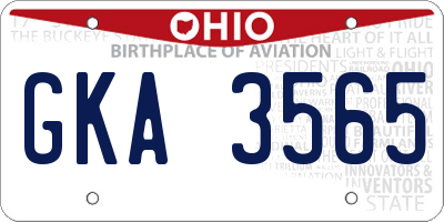 OH license plate GKA3565