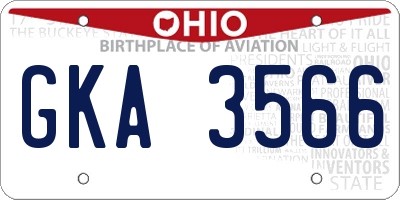 OH license plate GKA3566