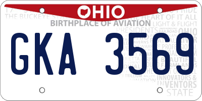 OH license plate GKA3569