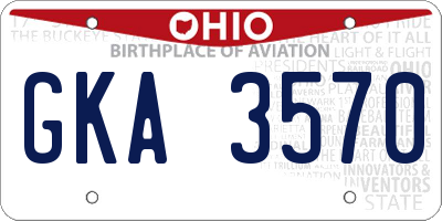OH license plate GKA3570