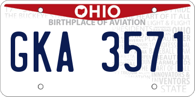 OH license plate GKA3571