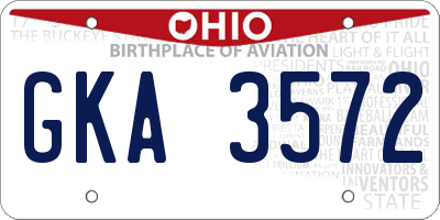 OH license plate GKA3572