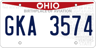 OH license plate GKA3574