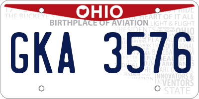 OH license plate GKA3576