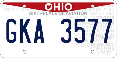 OH license plate GKA3577