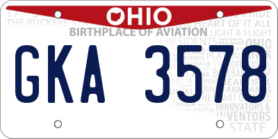 OH license plate GKA3578