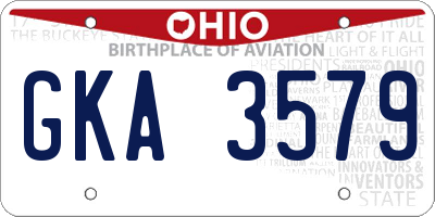 OH license plate GKA3579