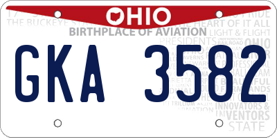 OH license plate GKA3582