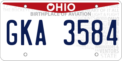 OH license plate GKA3584