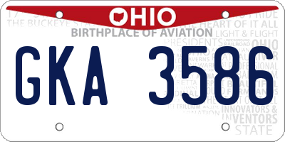 OH license plate GKA3586