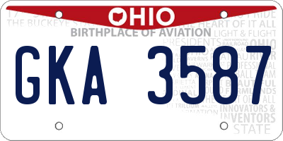 OH license plate GKA3587