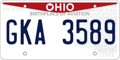 OH license plate GKA3589