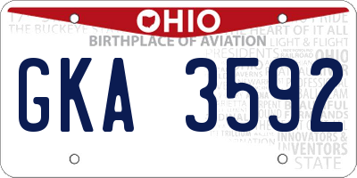 OH license plate GKA3592