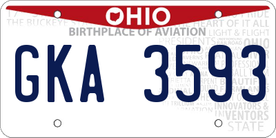 OH license plate GKA3593