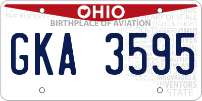 OH license plate GKA3595