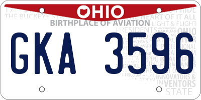 OH license plate GKA3596