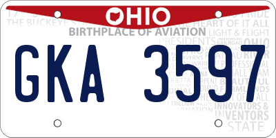 OH license plate GKA3597
