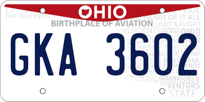 OH license plate GKA3602