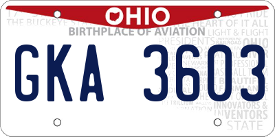 OH license plate GKA3603
