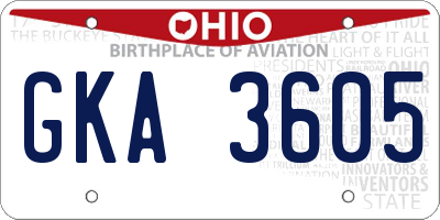 OH license plate GKA3605