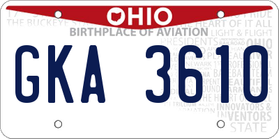 OH license plate GKA3610