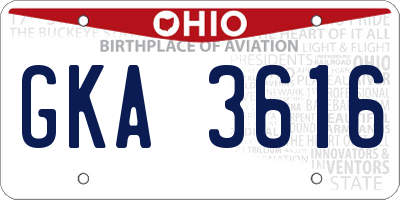 OH license plate GKA3616
