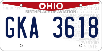 OH license plate GKA3618