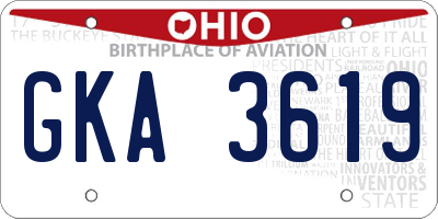 OH license plate GKA3619