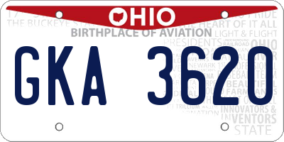 OH license plate GKA3620