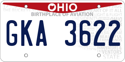 OH license plate GKA3622