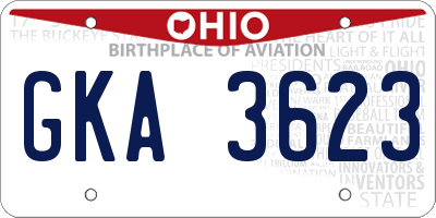 OH license plate GKA3623