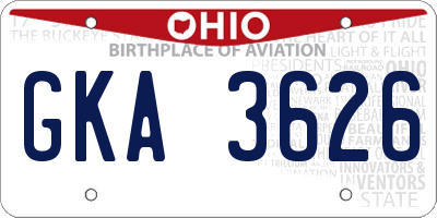OH license plate GKA3626