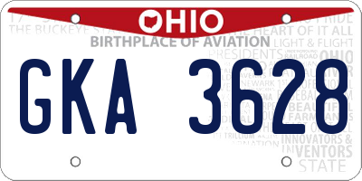 OH license plate GKA3628