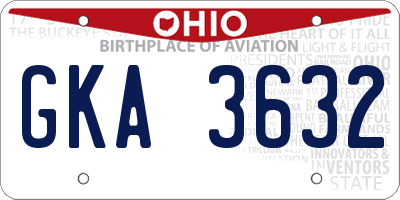 OH license plate GKA3632