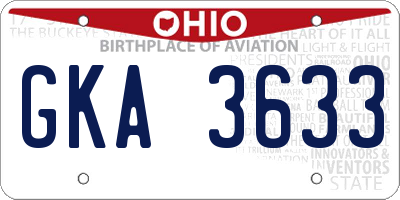 OH license plate GKA3633