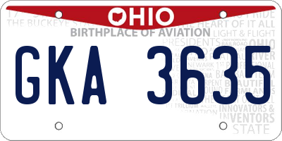OH license plate GKA3635