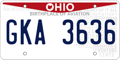 OH license plate GKA3636