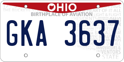 OH license plate GKA3637
