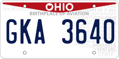 OH license plate GKA3640