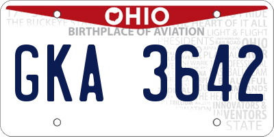 OH license plate GKA3642
