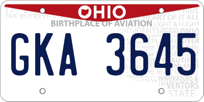 OH license plate GKA3645