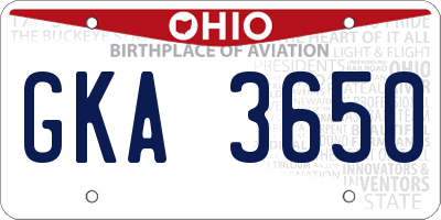 OH license plate GKA3650