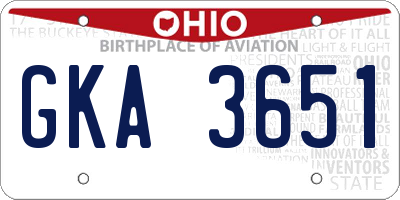 OH license plate GKA3651
