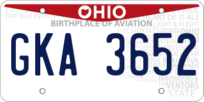 OH license plate GKA3652