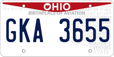 OH license plate GKA3655